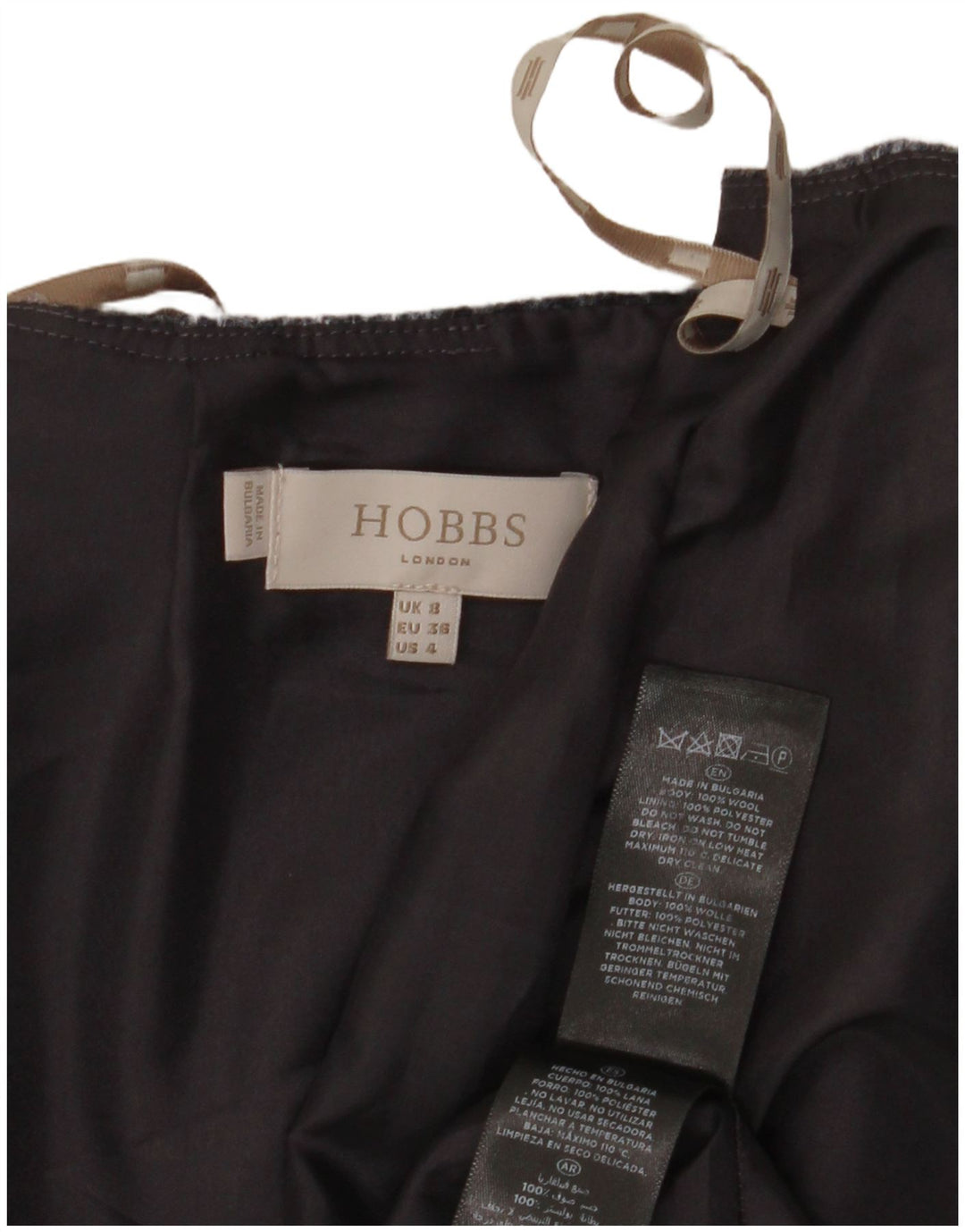 Hobbs Jupe crayon pour femme UK 8 Small W28 Gris à carreaux en laine