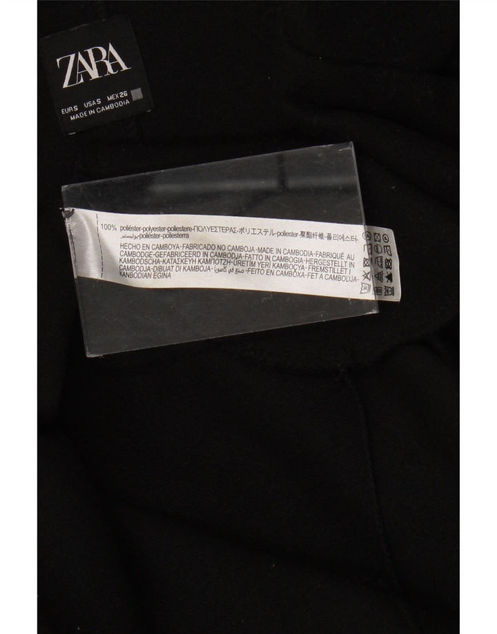 ZARA Womens Open Overcoat UK 10 Small Noir Polyester