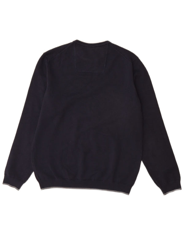 HUGO BOSS Mens Crew Neck Jumper Sweater Large Navy Blue Cotton