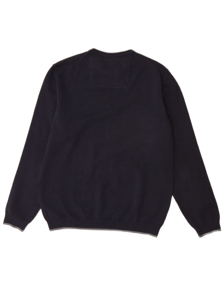 HUGO BOSS Pull ras du cou pour homme en coton bleu marine Large