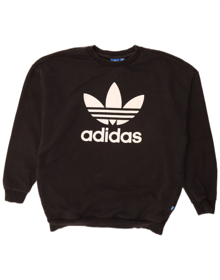 ADIDAS Sweat-shirt graphique pour femme UK 14 Grand coton noir