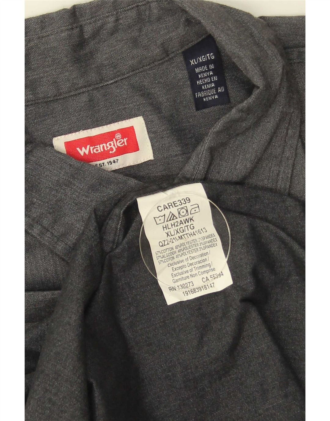 Wrangler Chemise Homme XL Gris Coton