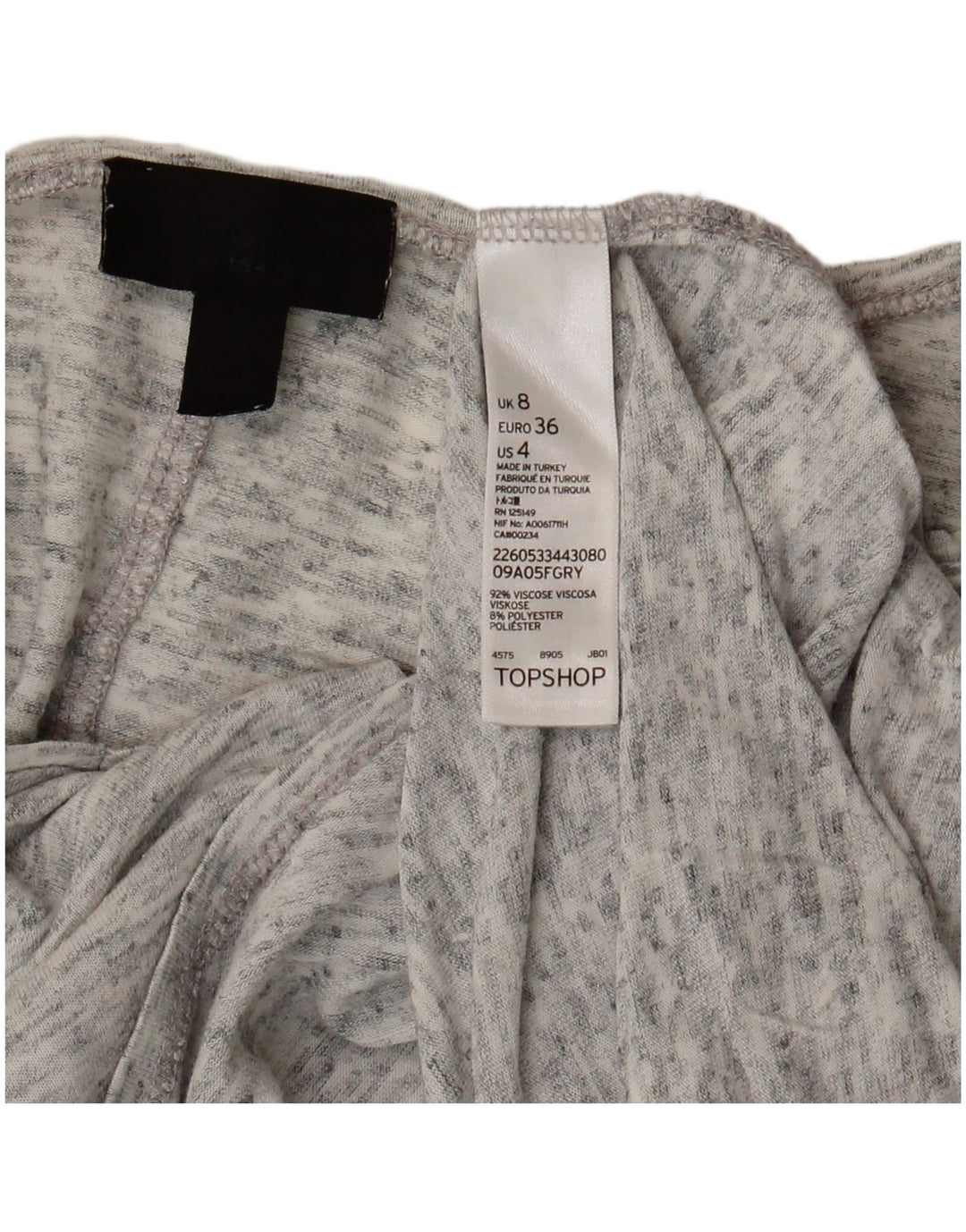 Topshop Femme Haut Oversize Manches 3/4 UK 8 Petit Gris Moucheté Viscose