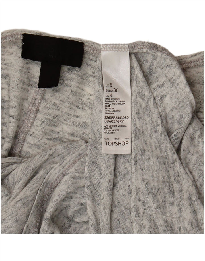 Topshop Femme Haut Oversize Manches 3/4 UK 8 Petit Gris Moucheté Viscose