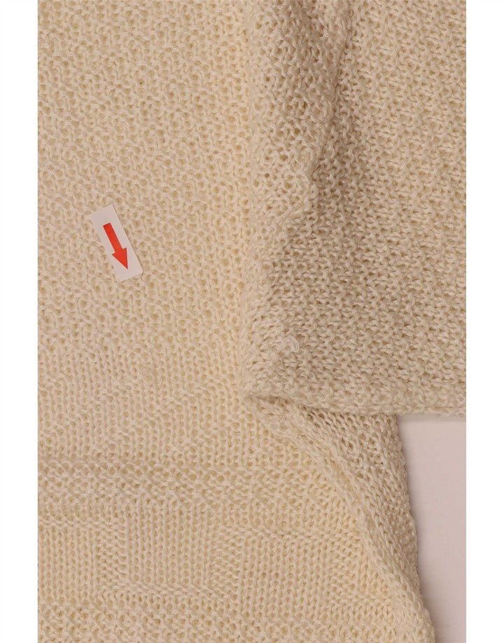 vintage Femmes Regular Fit Crew Neck Jumper Pull UK 12 Moyen Off White