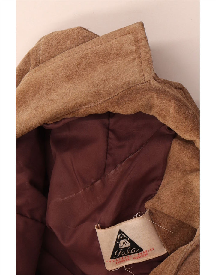 vintage Femme 3 Boutons Blazer En Daim Veste UK 16 Grand Beige