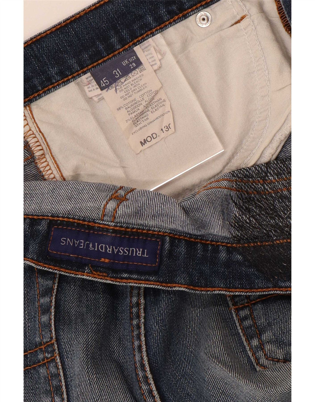 Trussardi Femme Jean Droit W29 L29 Bleu Coton
