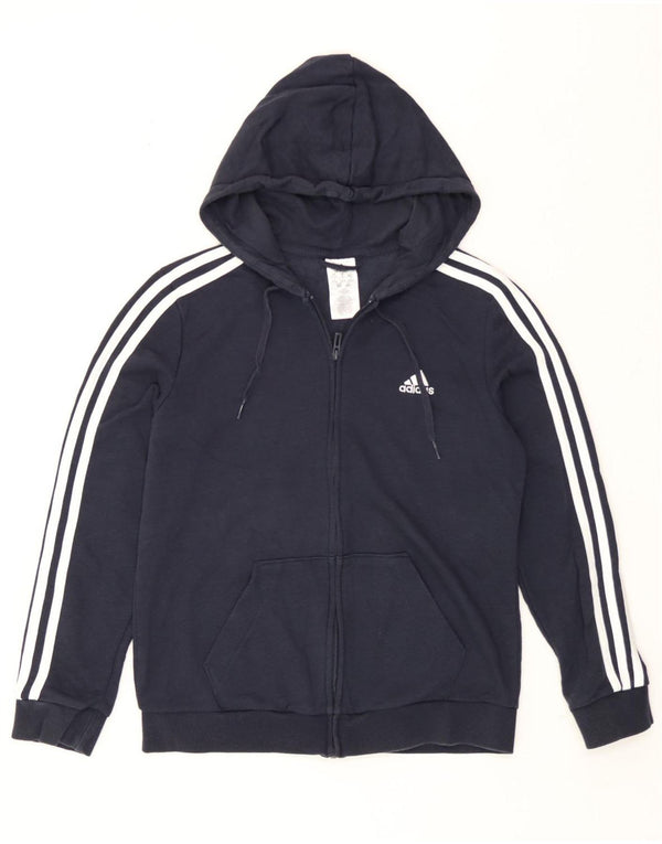 Adidas Pull à capuche zippé pour femme UK 12/14 Bleu marine moyen en coton
