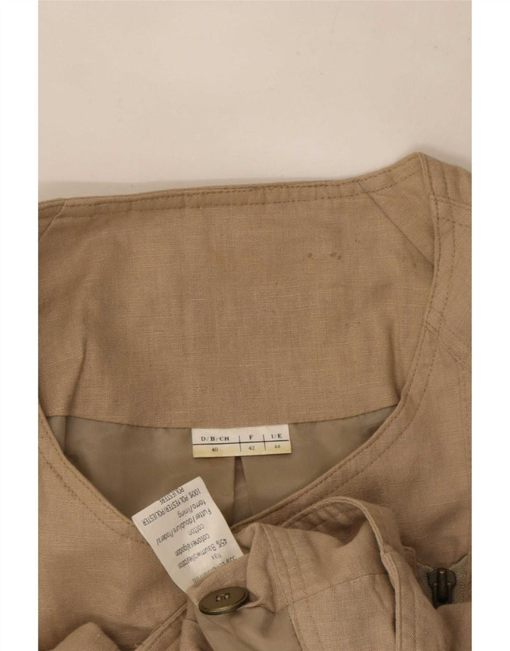 Veste Bomber Femme Vintage IT 44 Motard En Lin Beige Moyen