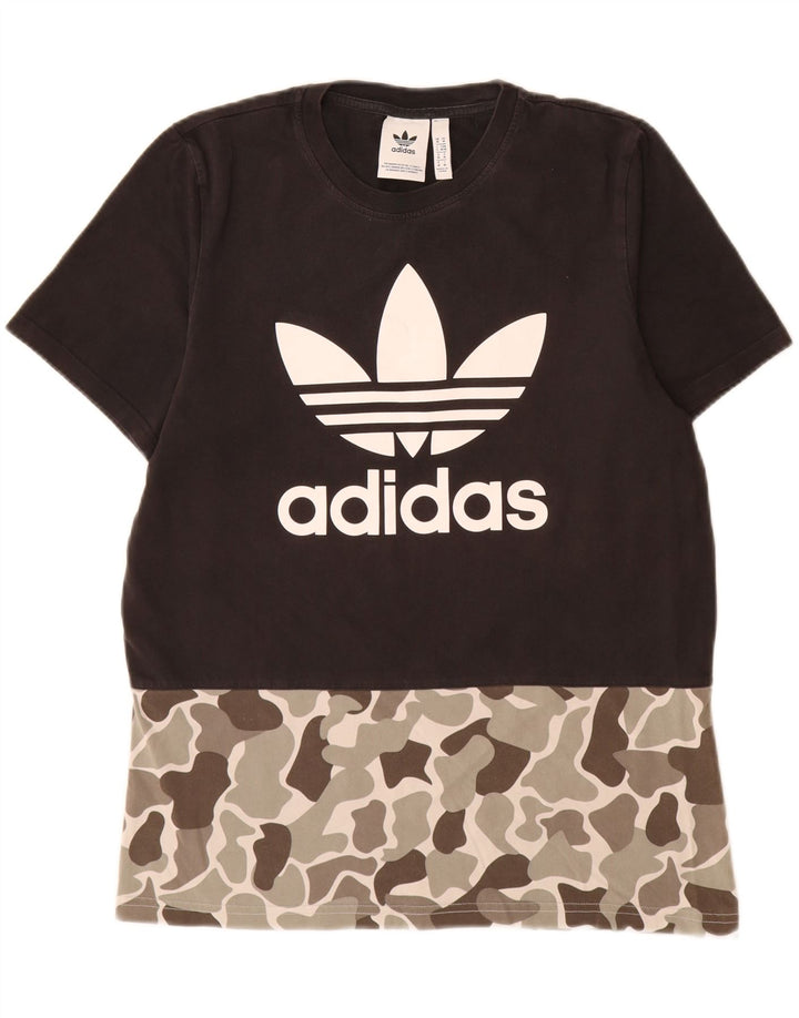 Adidas T-shirt graphique pour homme en coton camouflage noir moyen