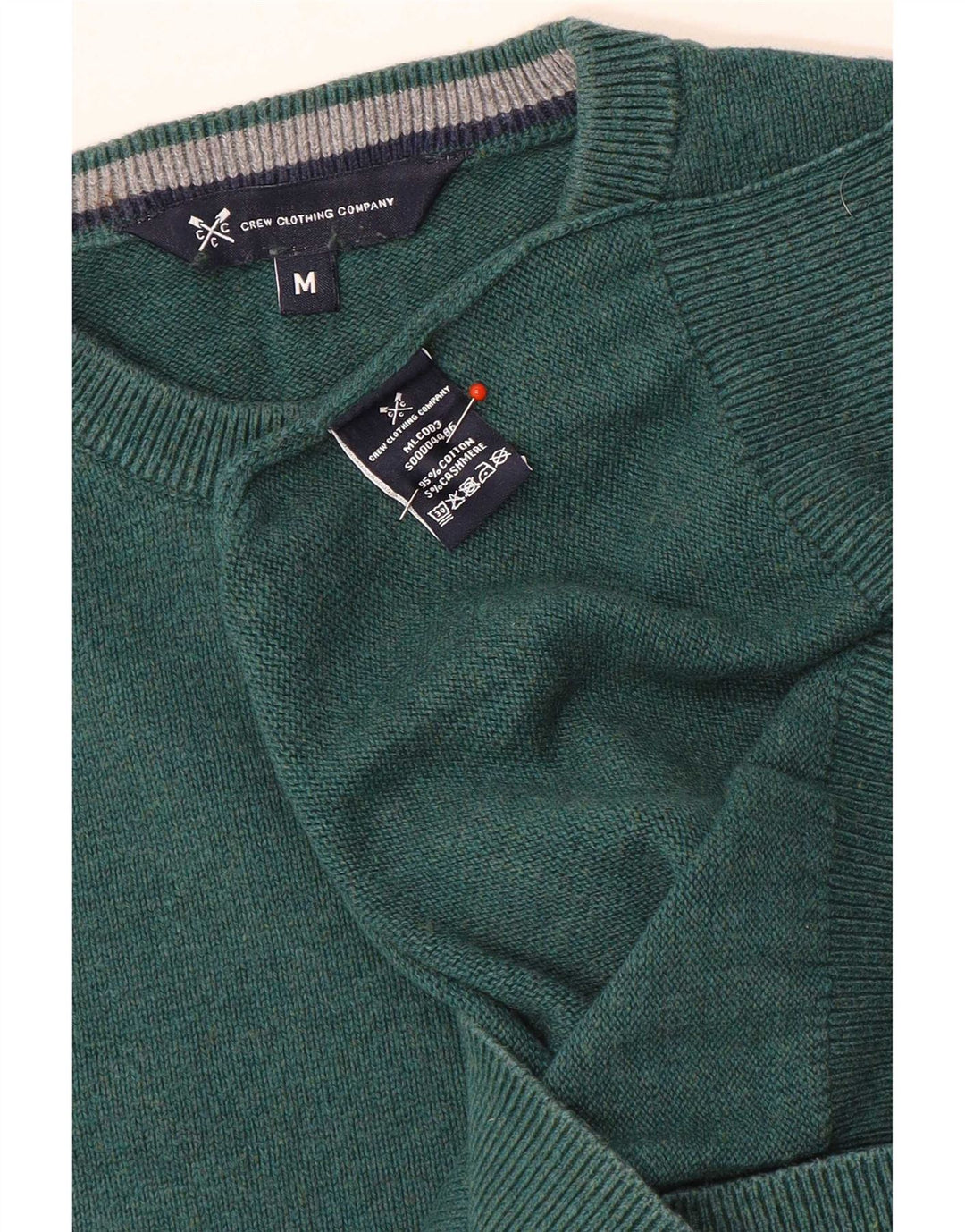 Crew Clothing Pull à col pour homme en coton vert moyen