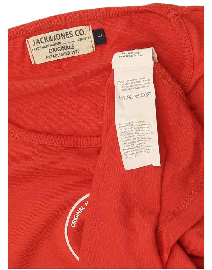 JACK & JONES Haut graphique à manches longues pour hommes, grand coton orange