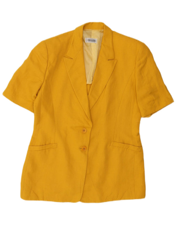 MISSONI Veste blazer à manches courtes et 2 boutons pour femme UK 16 Large Jaune