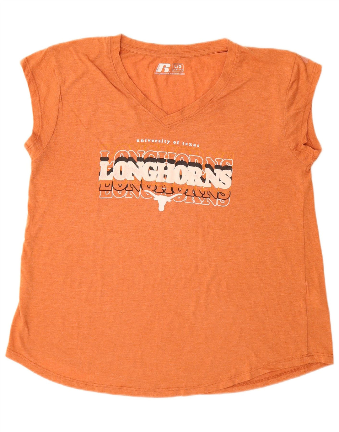 Russell Athletic T-shirt graphique pour femme US 12/14 Large Orange Polyester