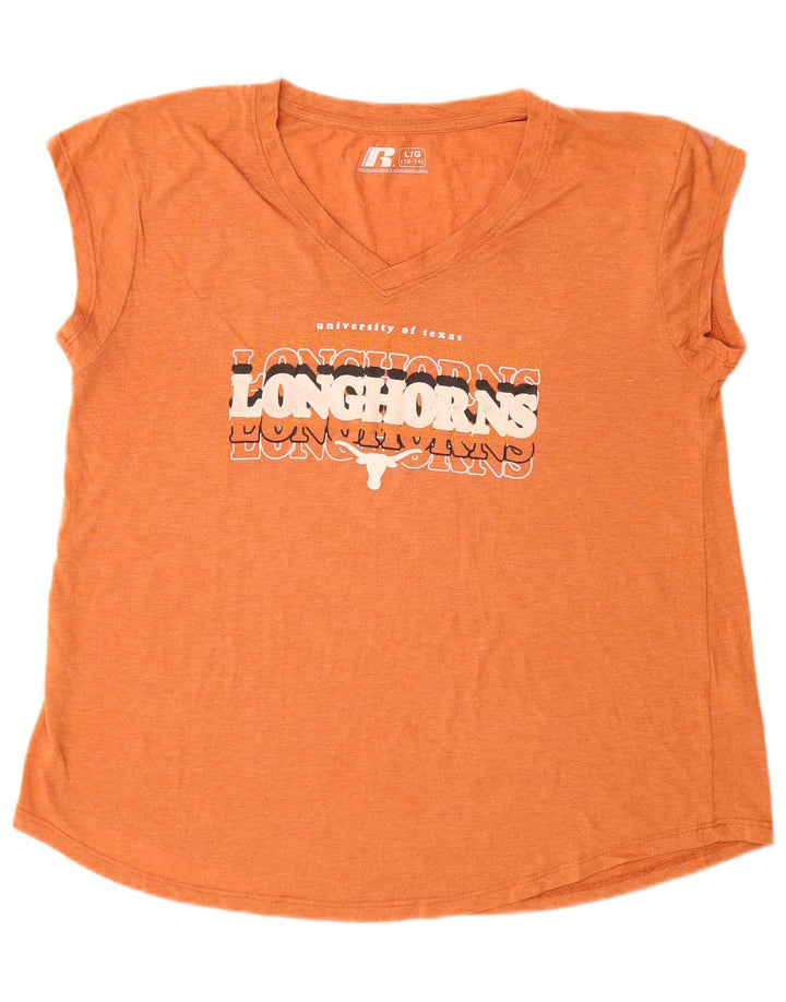 Russell Athletic T-shirt graphique pour femme US 12/14 Large Orange Polyester