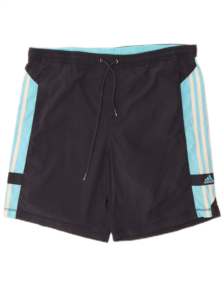 Adidas Short de sport pour homme en polyamide color block bleu marine moyen