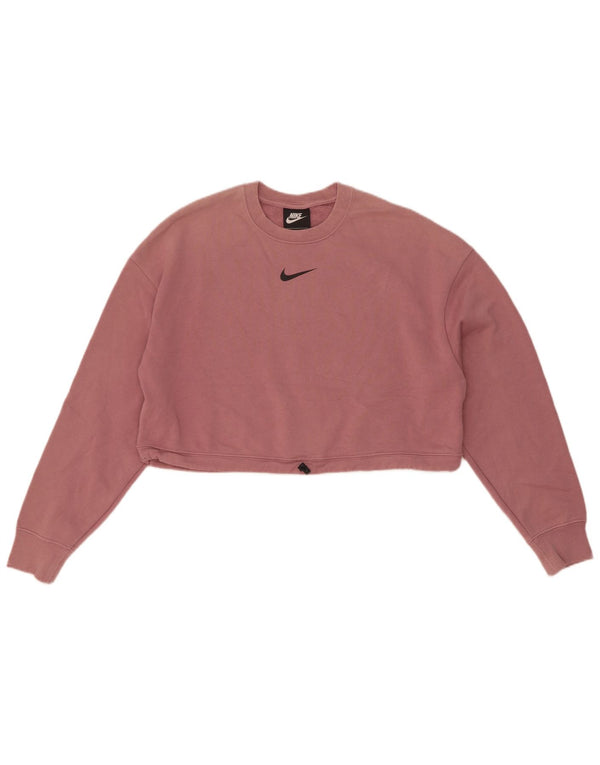 Nike Womens Crop Graphic Sweatshirt Jumper UK 14 Coton Rose Moyen