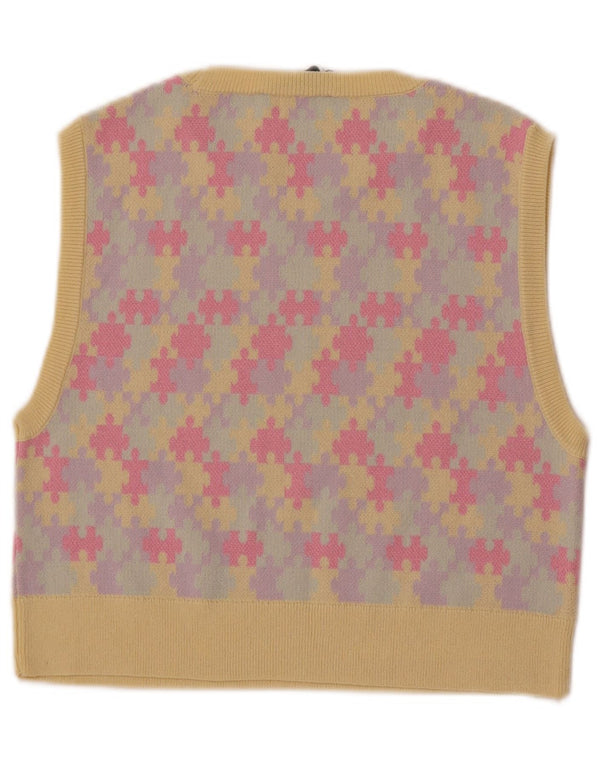 Zara Womens Crop Vest Débardeur UK 14 Grand Multicolore Géométrique