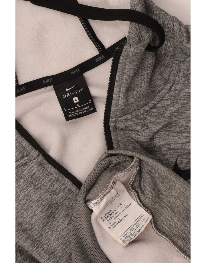 Nike Hommes Dri Fit Zip Sweat à capuche Grand Gris Polyester