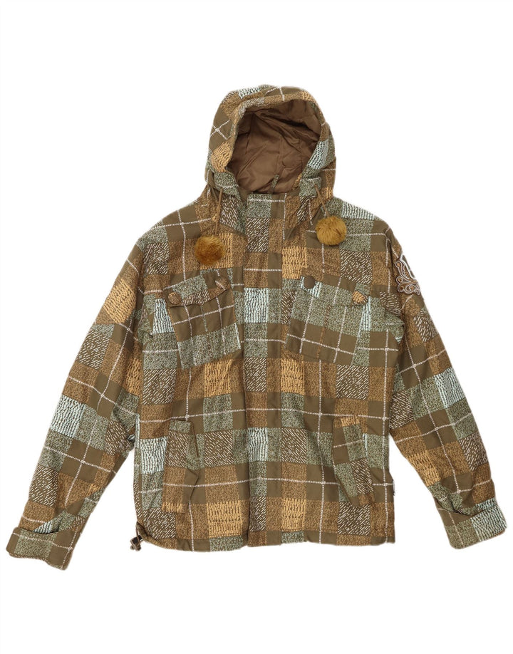 BILLABONG Veste coupe-vent à capuche graphique pour femme EU 36 Petit carreaux kaki