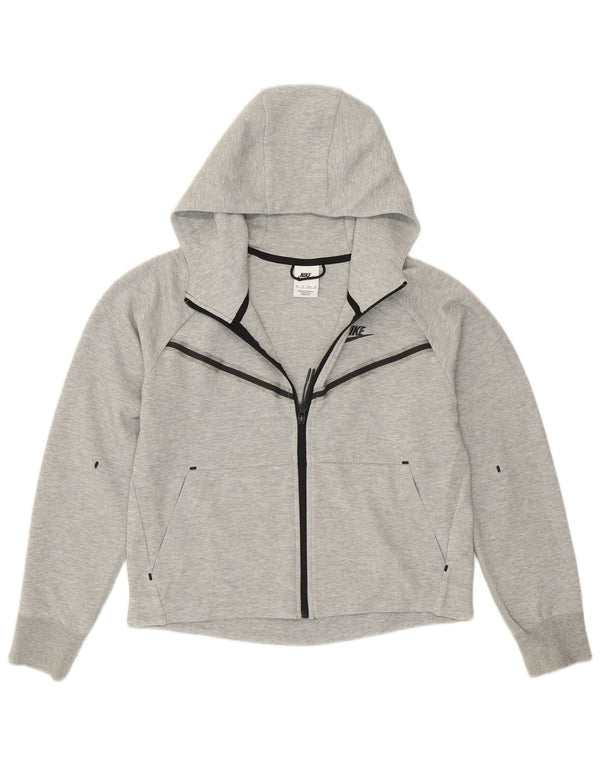 Nike Pull à capuche zippé surdimensionné pour femme UK 6 XS Gris Coton