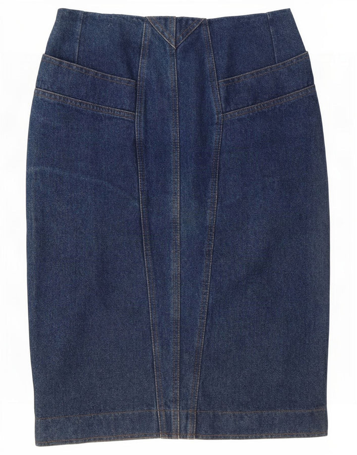 Jupe en jean vintage pour femme Small W26 Bleu