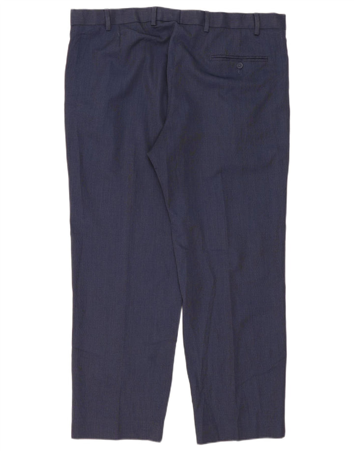Marks & Spencer Pantalon de Costume Droit Homme W40 L29 Bleu Marine Polyester