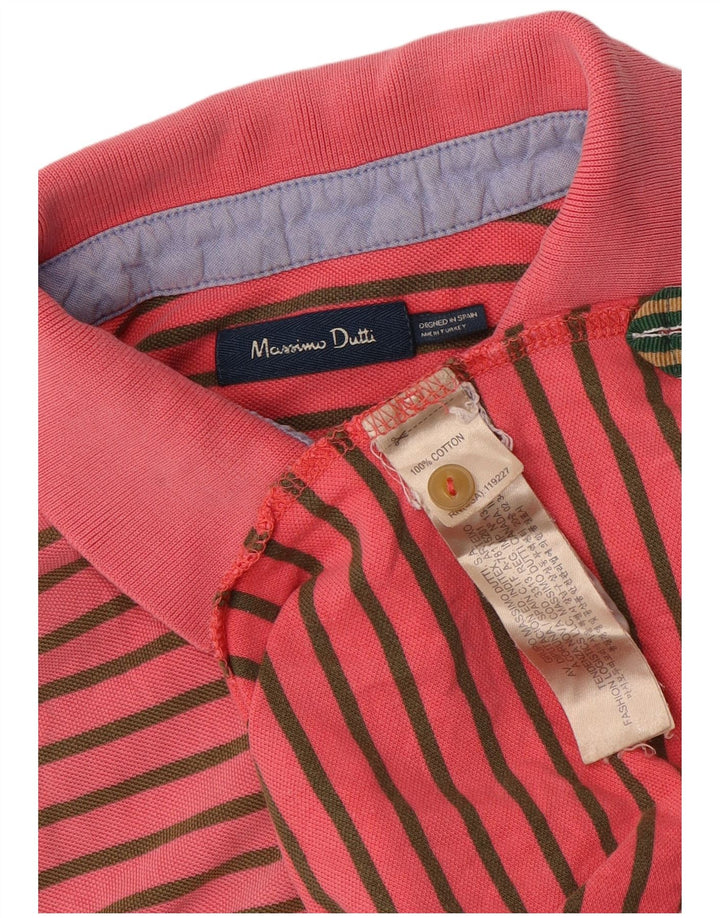 Massimo Dutti Polo Homme Rose Moyen Rayé Coton