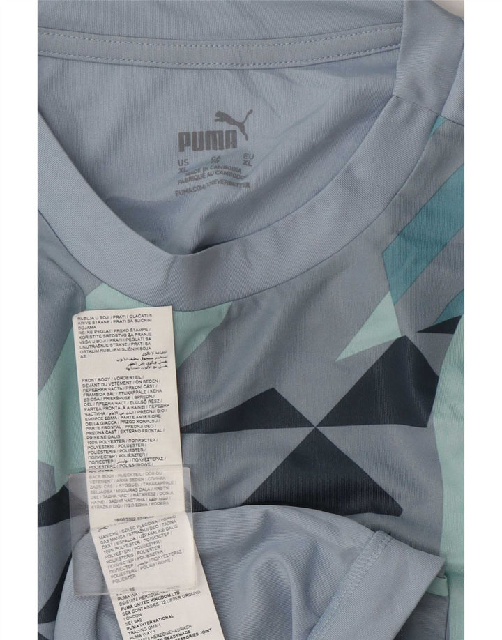 Puma T-Shirt Top XL Homme Bleu Géométrique Polyester