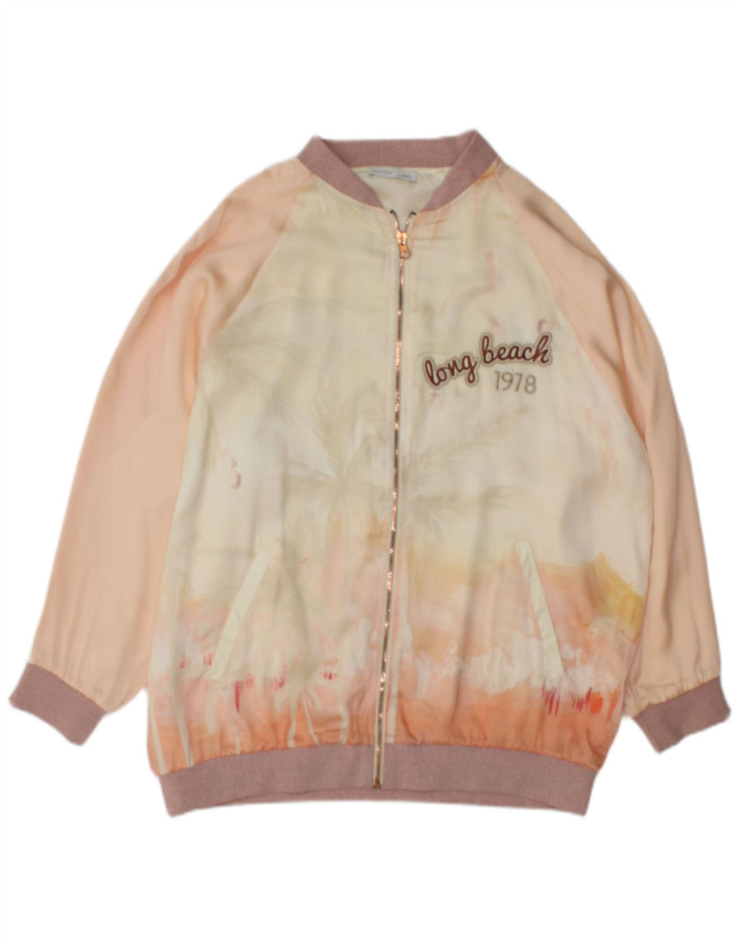 Zara Womens Graphic Bomber Jacket UK 10 Small Multicolore Tie Dye