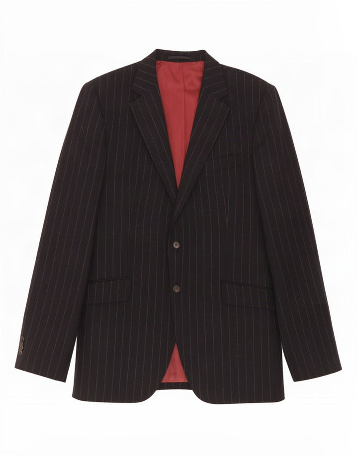 Gant Veste Blazer à 2 Boutons pour Homme UK 40 Grande Laine à Rayures Bleu Marine