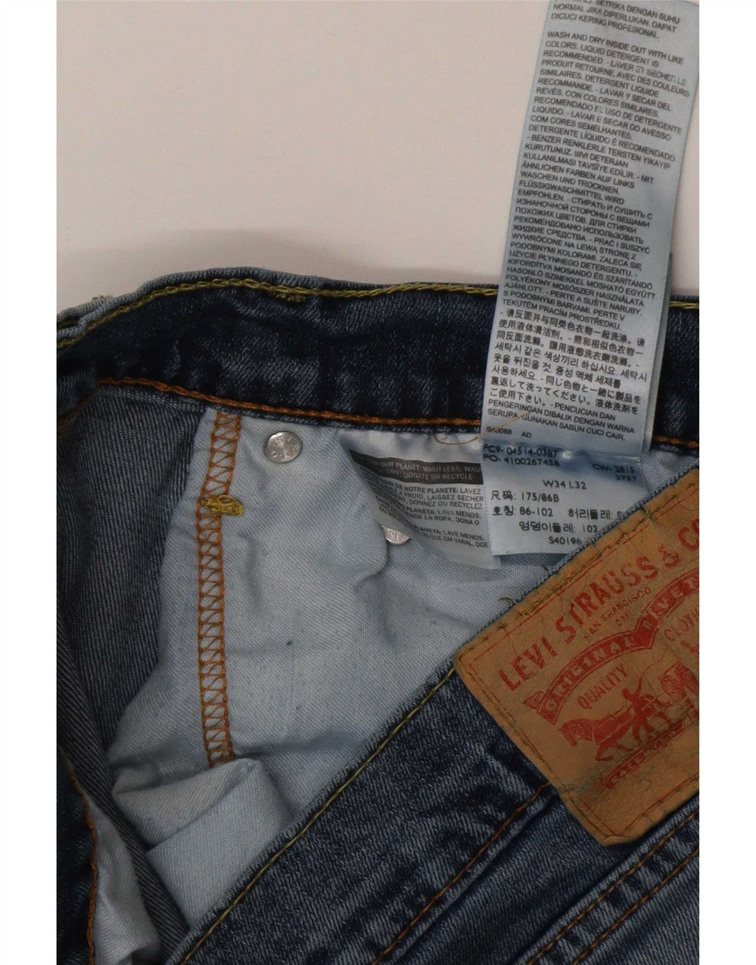 Levi's Jean Droit Homme W34 L32 Bleu Coton