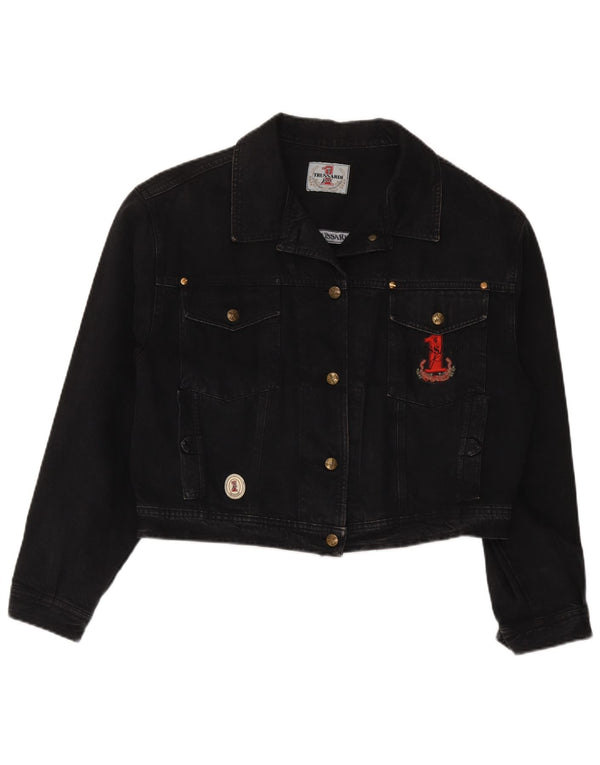 Trussardi Veste en jean courte pour femme UK 12 Noir moyen