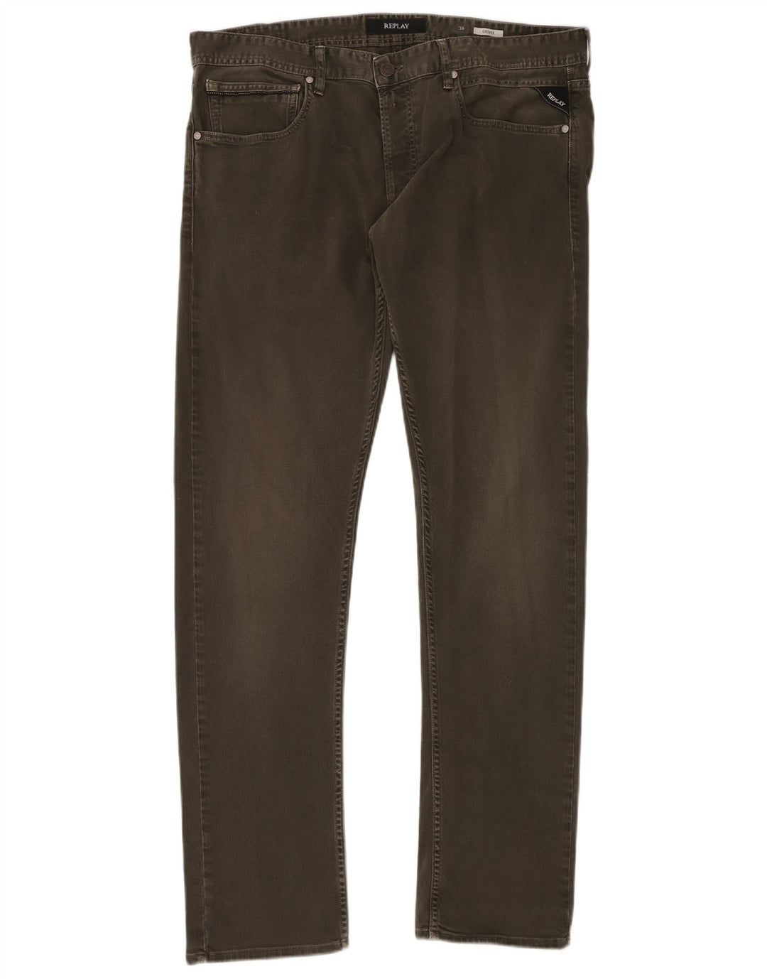 REPLAY Jean Slim Grover Homme W36 L32 Kaki Coton