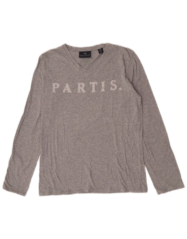 Scotch & Soda Haut Graphique à Manches Longues Garçon 13-14 ans Gris Moucheté Coton