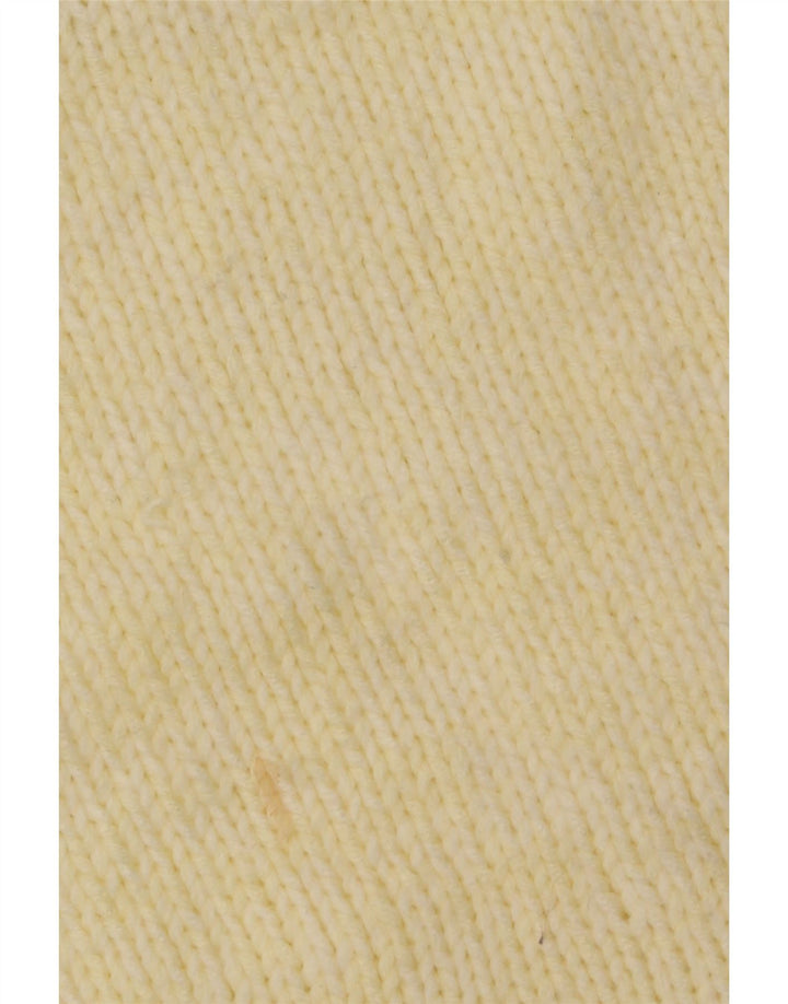 vintage Femmes Roll Neck Jumper Pull UK 14 Jaune Moyen