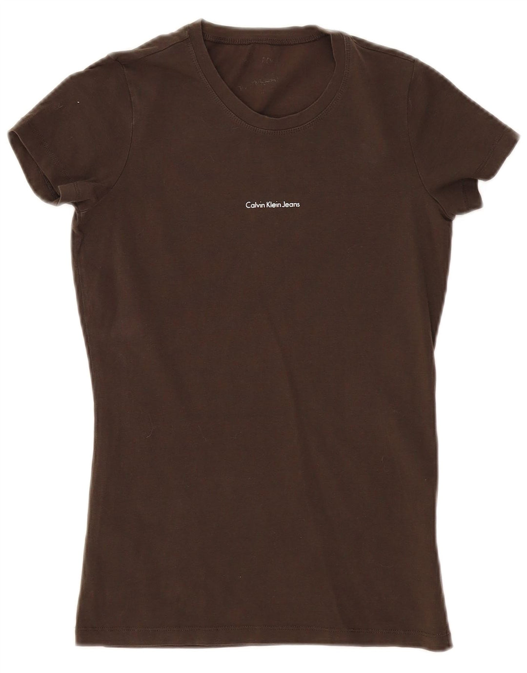 CALVIN KLEIN JEANS T-Shirt Femme Top UK 10 Small Marron Coton