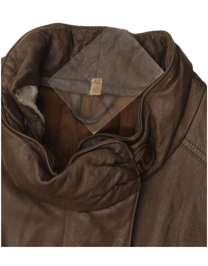 Veste en cuir femme vintage IT 44 Gris moyen