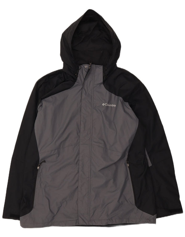 Columbia Veste coupe-vent à capuche pour homme UK 42 XL Gris Colorblock Nylon