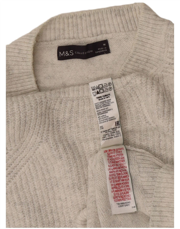 Marks & Spencer Pull col bateau pour femme UK 14 Gris moyen moucheté