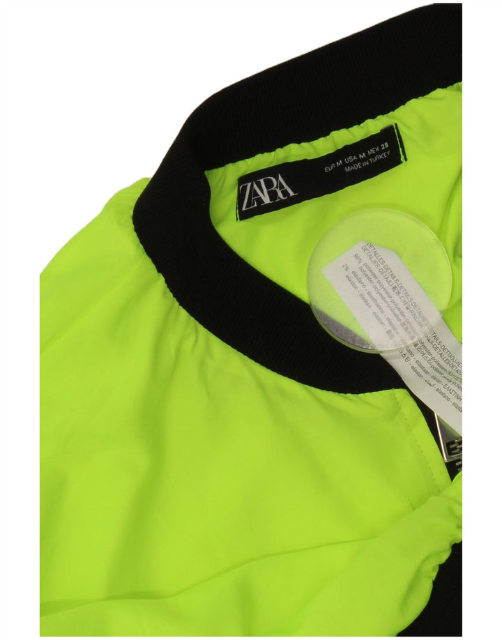 Zara Veste de survêtement courte pour femme UK 14 Jaune moyen Colourblock