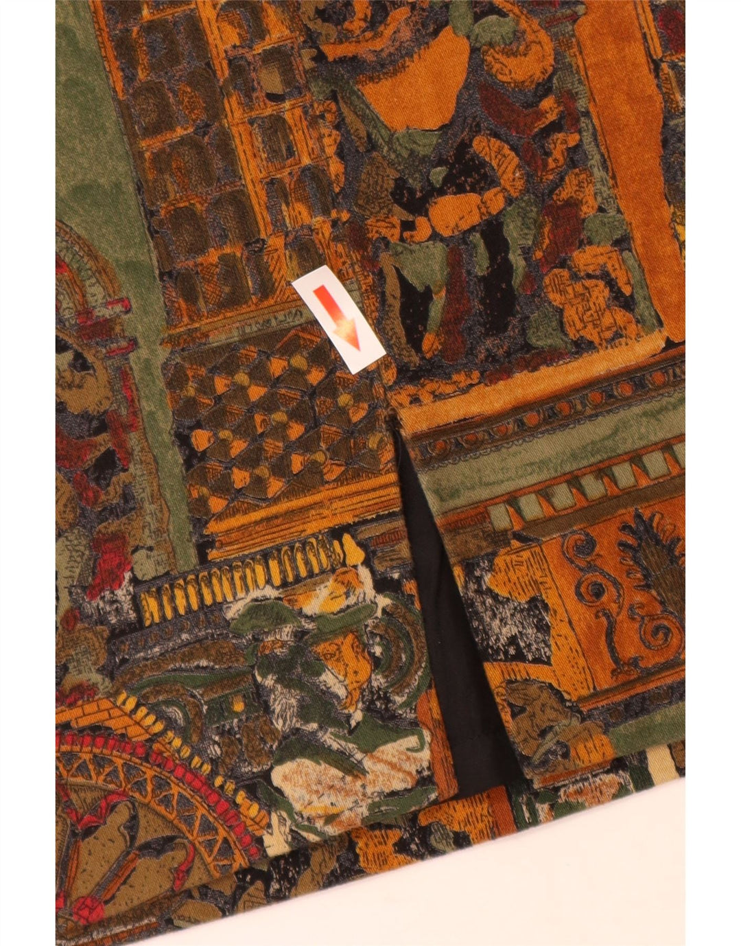 VINTAGE Jupe crayon femme W28 Coton géométrique marron moyen