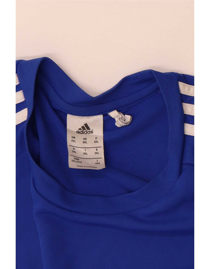 Adidas Climalite T-Shirt Top 2XL Bleu Colorblock Polyester