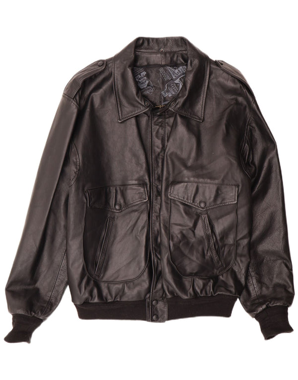 veste en cuir bombardier militaire vintage pour hommes UK 42 XL Noir