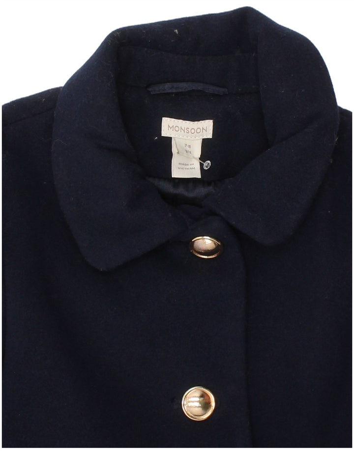 Monsoon Pardessus Fille 7-8 Ans Bleu Marine Polyester