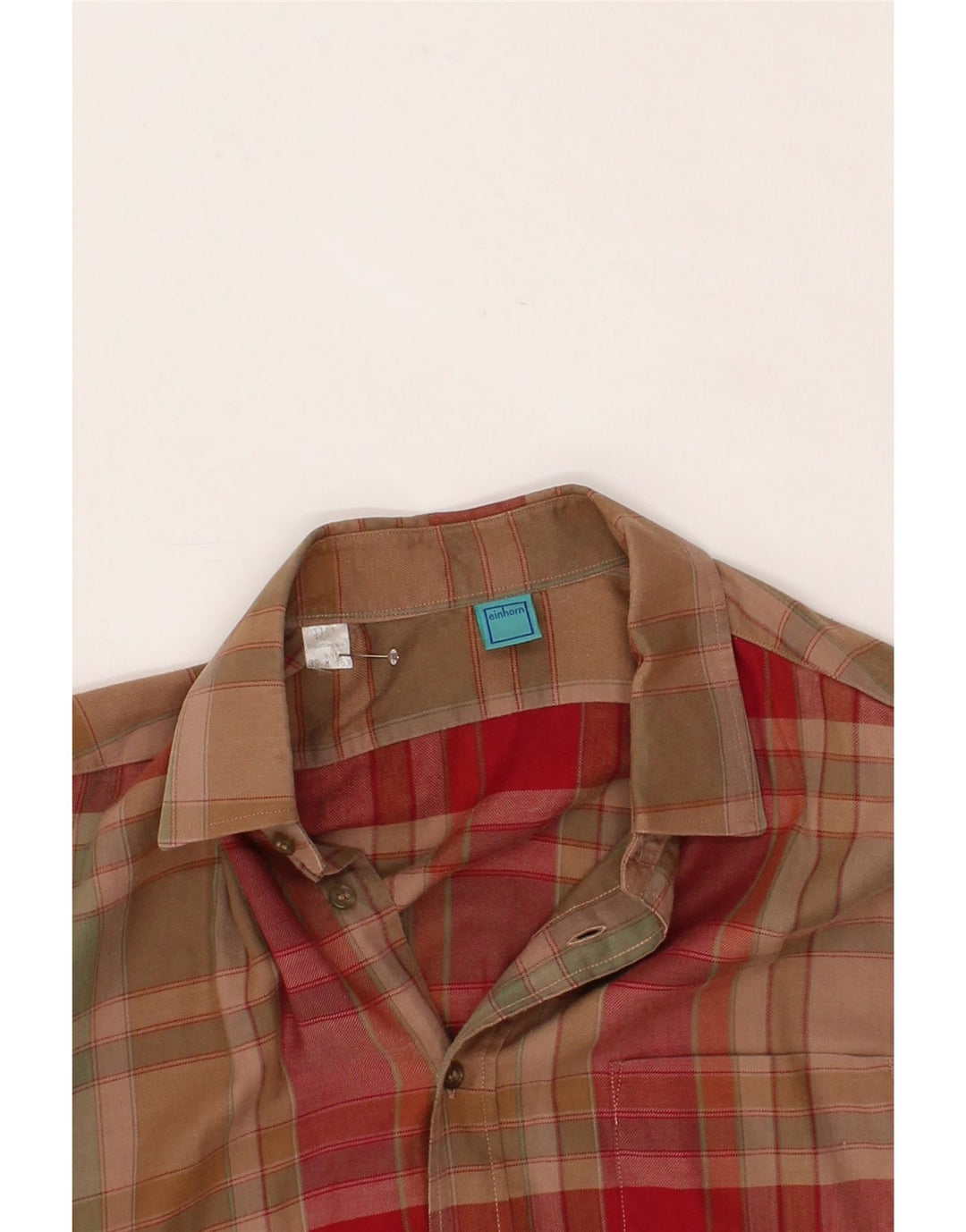 VINTAGE Mens Shirt Size 39 15 1/2 Medium Brown Check Cotton Vintage Vintage and Second-Hand Vintage from Messina Hembry 