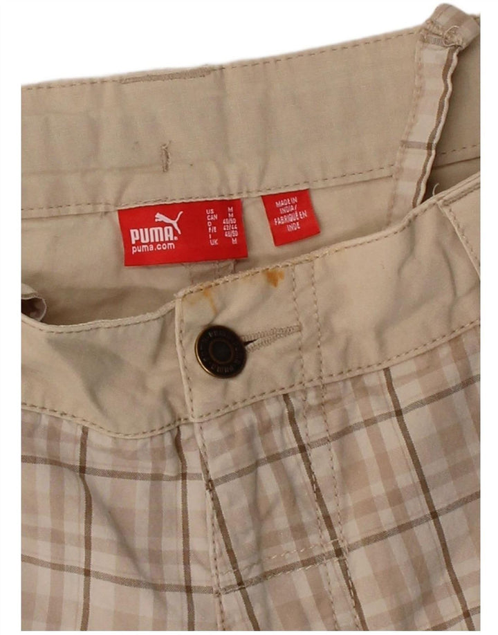 PUMA Mens Chino Shorts Medium W34  Beige Check
