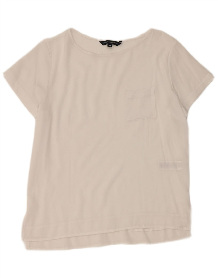 French Connection Haut Transparent Femme UK 6 XS Blanc Polyester