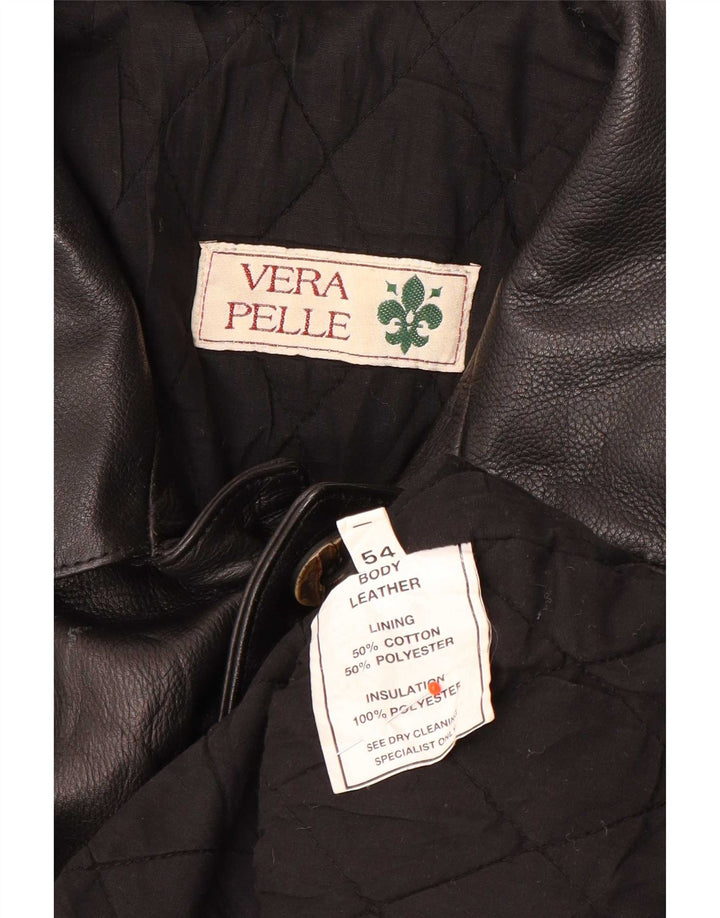 veste en cuir homme vintage IT 54 2XL Noir