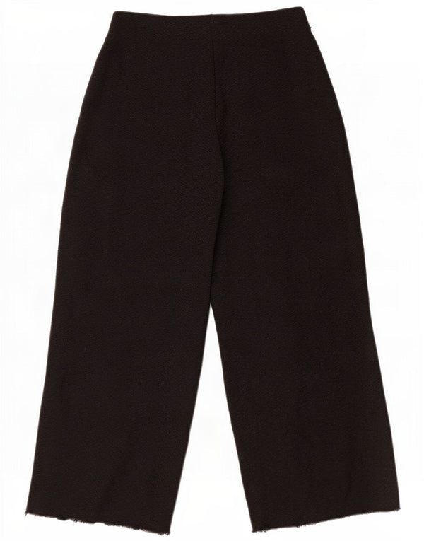 Zara Pantalon court à jambe large pour femme Petit W26 L24 Noir Polyester